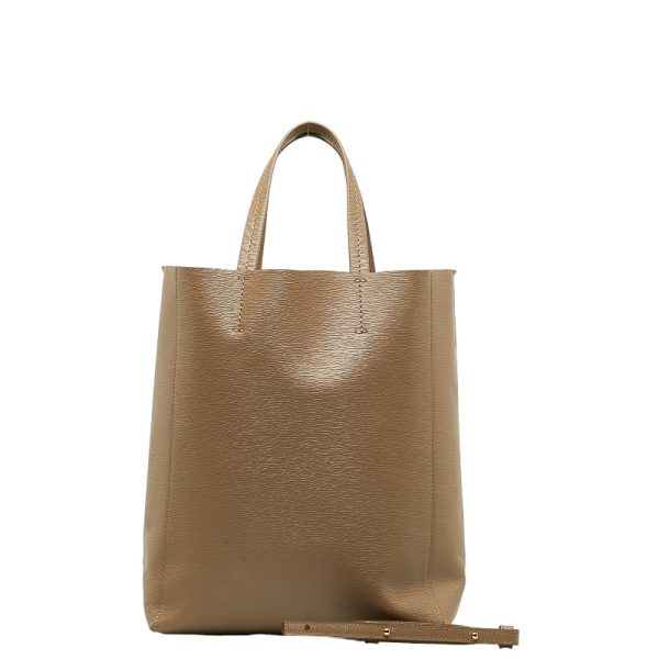 1 0136360 1 Celine Vertical Hippo Small Tote Bag 2Way Brown Leather