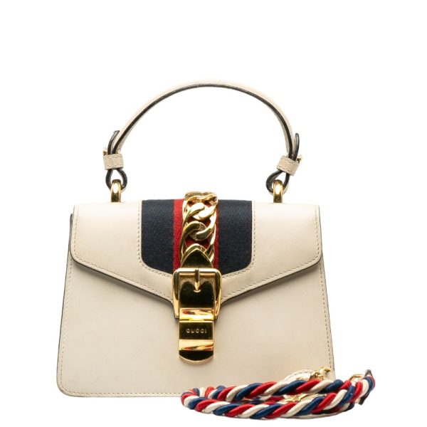 1 0140284 1 Gucci Sylvie Mini Handbag 2WAY Leather White