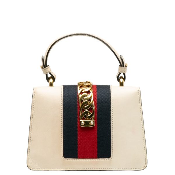 1 0140284 4 Gucci Sylvie Mini Handbag 2WAY Leather White