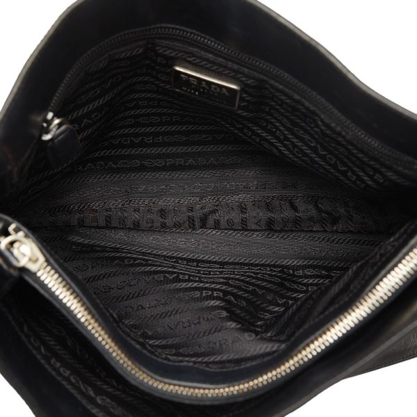 1 0141693 5 Prada Logo Plate One Shoulder Bag Nylon Leather Black