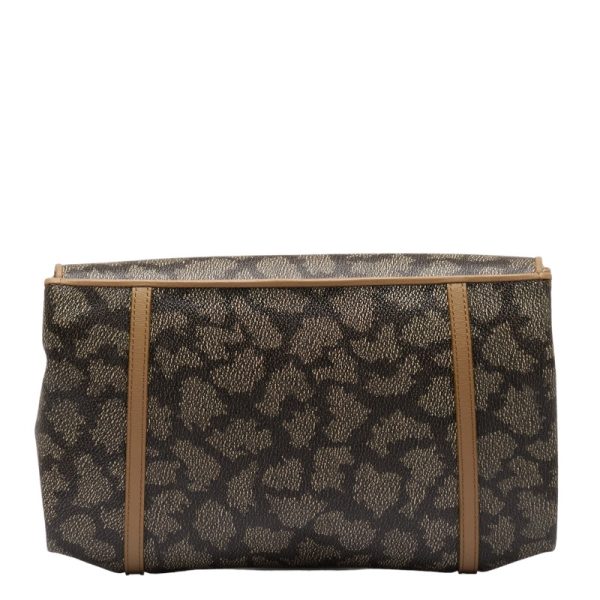 1 0144700 3 Saint Laurent Giraffe Clutch Bag PVC Leather Brown Beige