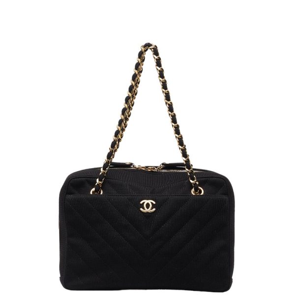 1 0144713 1 Chanel Quilted Chain Tote Bag Black