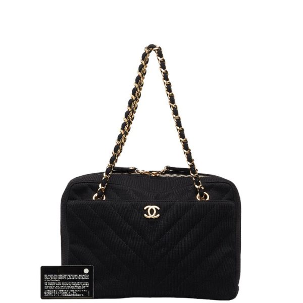 1 0144713 12 Chanel Quilted Chain Tote Bag Black