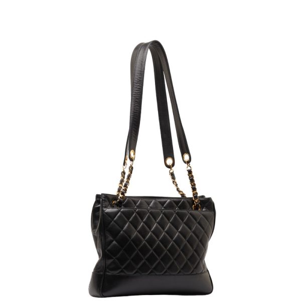 1 0146395 2 Chanel Coco Mark Chain Tote Bag Black Gold