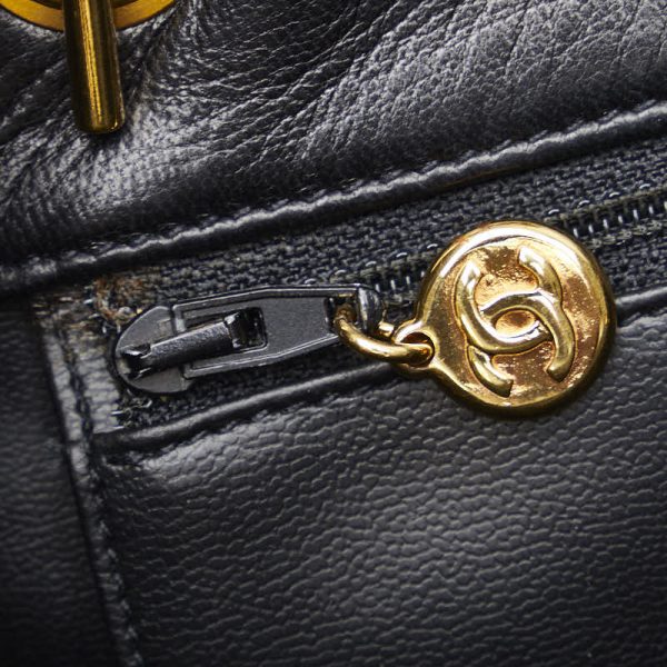 1 0146395 8 Chanel Coco Mark Chain Tote Bag Black Gold