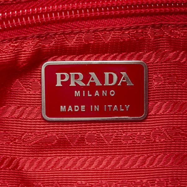 1 0150707 7 Prada Triangle Logo Plate Handbag Tote Nylon Bag Red