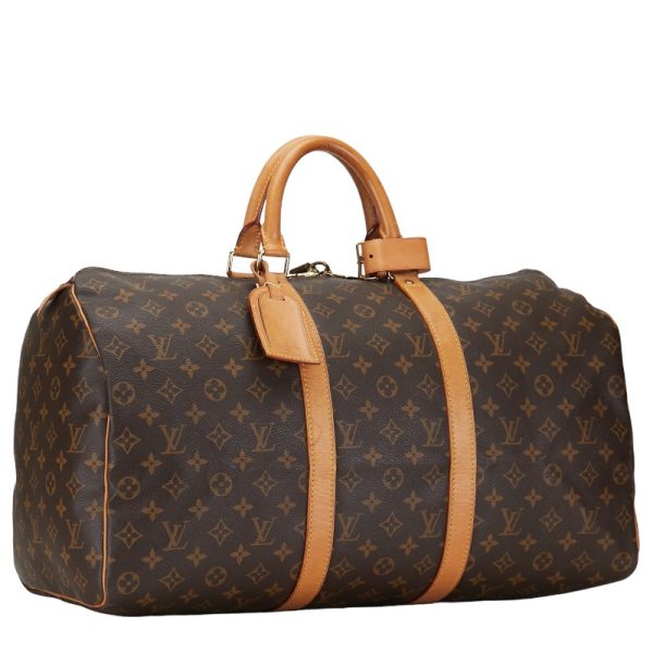 1 0151791 2 Louis Vuitton Monogram Keepall 50 Boston Travel Bag Brown