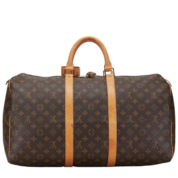 1 0151791 3 Louis Vuitton Monogram Keepall 50 Boston Travel Bag Brown