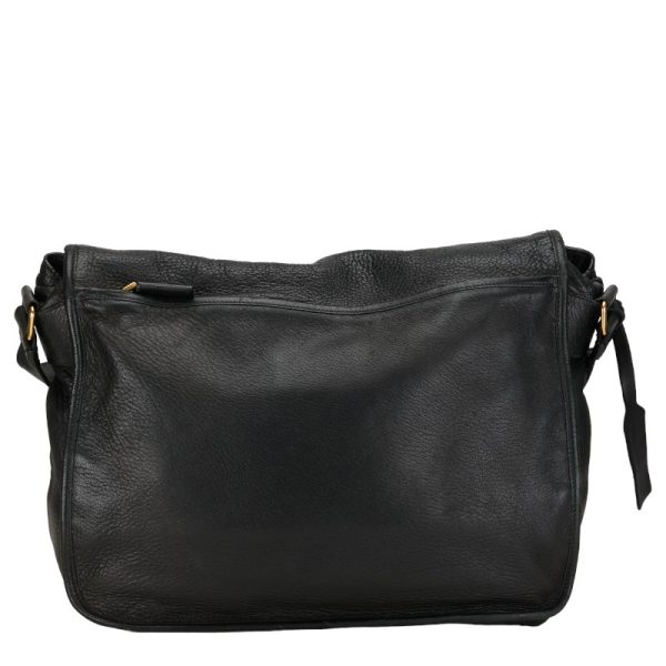 1 0152983 3 Prada Messenger Bag Leather Black