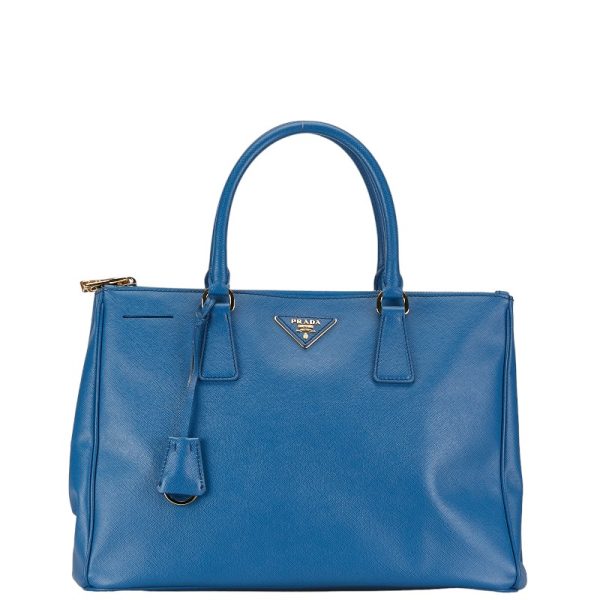 1 0153520 1 Prada Saffiano Handbag Blue Leather