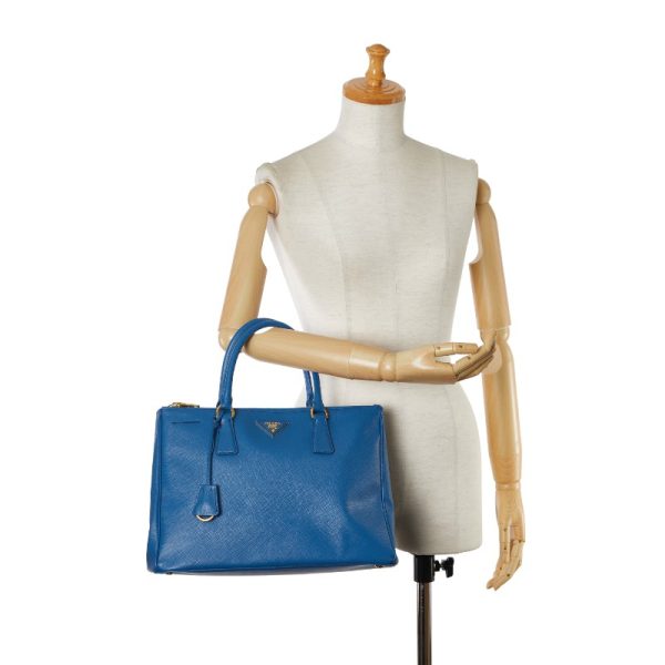 1 0153520 11 Prada Saffiano Handbag Blue Leather