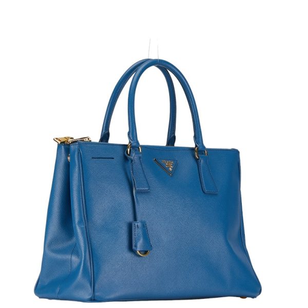 1 0153520 2 Prada Saffiano Handbag Blue Leather