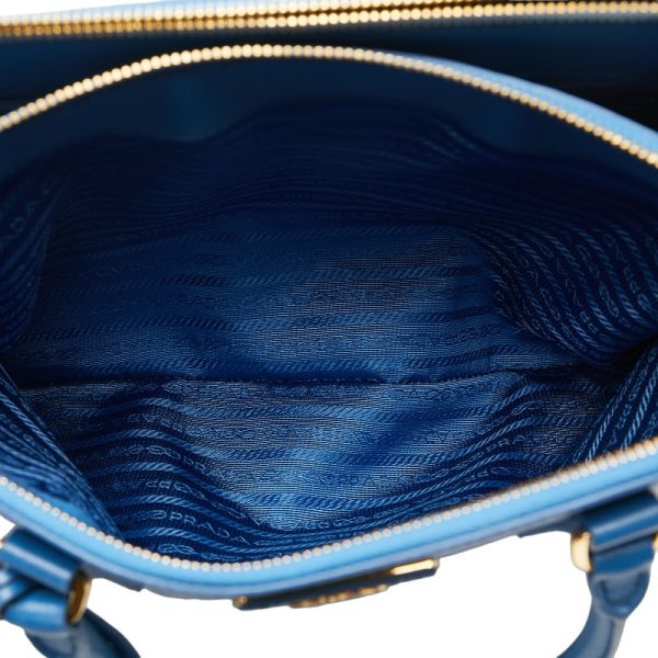 1 0153520 6 Prada Saffiano Handbag Blue Leather