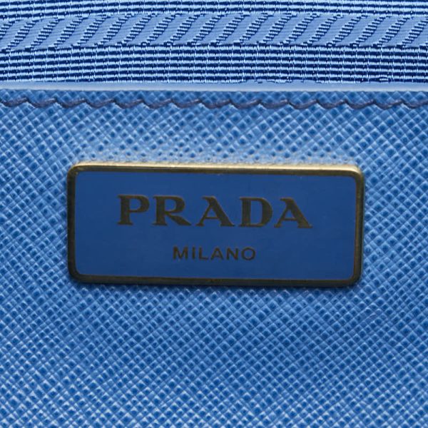 1 0153520 8 Prada Saffiano Handbag Blue Leather