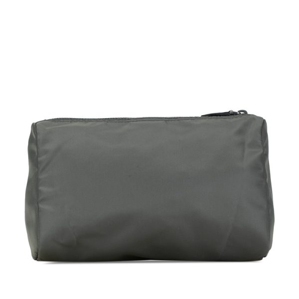 1 0155355 3 PRADA Triangle Logo Pouch Nylon Gray