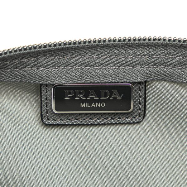 1 0155355 7 PRADA Triangle Logo Pouch Nylon Gray