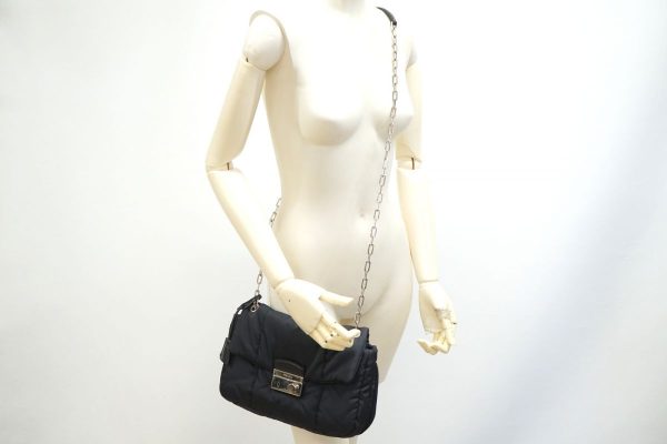 1 dsc07795 Prada Chain Shoulder Bag Nylon Black