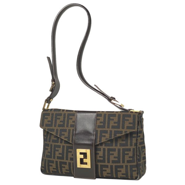 1000044280573 11 Fendi Zucca Pattern Logo Canvas Shoulder Bag Brown