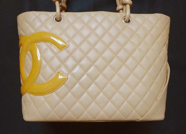 10000467 1 Chanel Cambon Line Gm Leather Shoulder Bag Beige