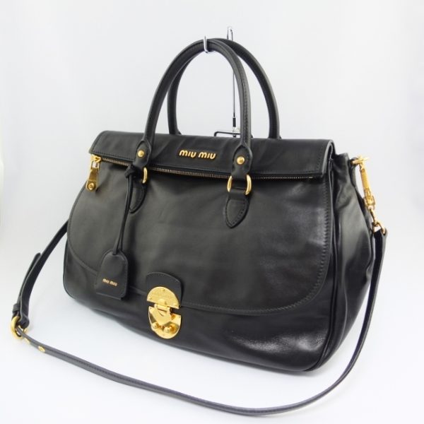 10000499 2 Miu Miu Handbag Soft Leather Black