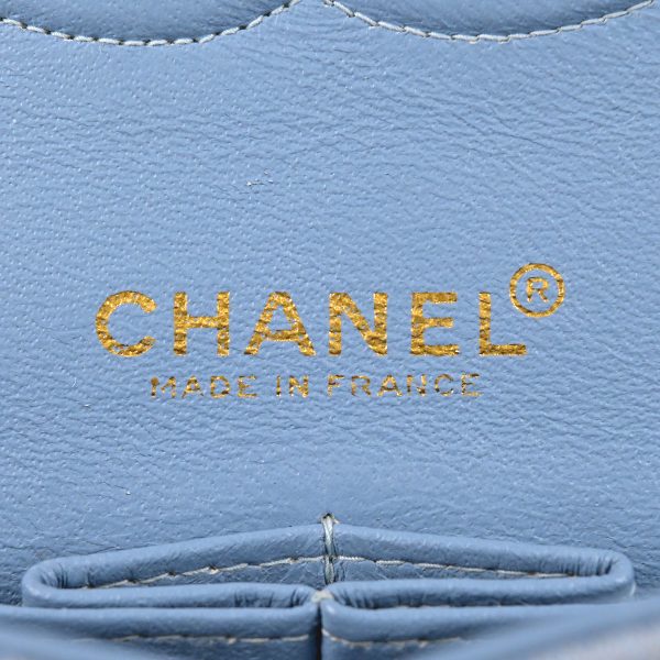 1000060382091 14 CHANEL Matelasse W Flap Chain Shoulder Bag Light Blue