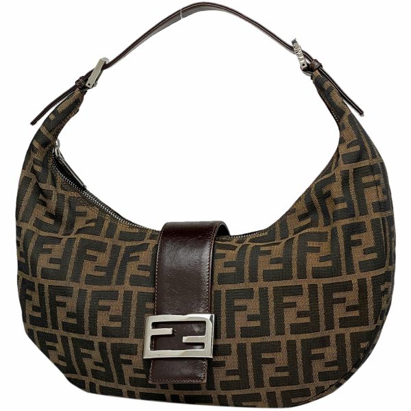 1000062895988 11 Fendi Zucca Pattern Canvas Shoulder Bag Brown