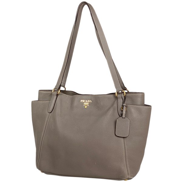 1000064805695 11 Prada Leather Logo Tote Bag Gray