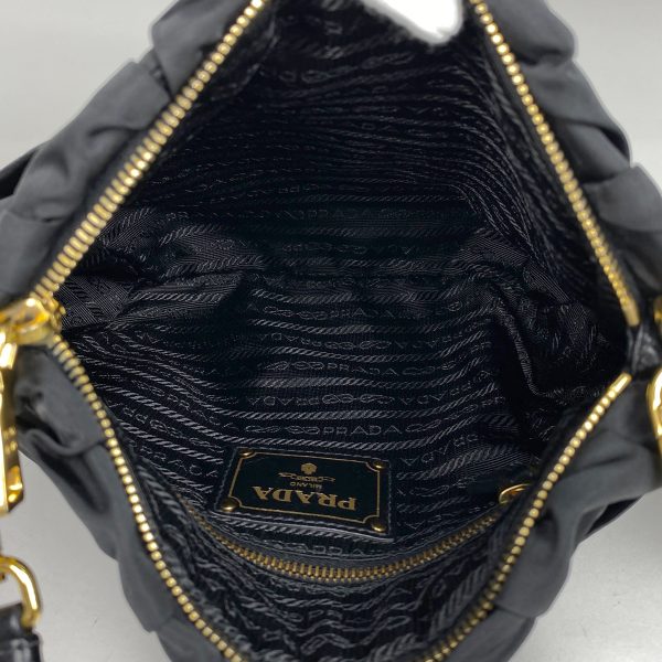 1000064876879 16 Prada Logo Shoulder Bag Ribbon Crossbody Nylon Nero