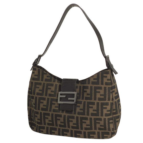 1000065213611 11 Fendi Zucca Pattern Canvas Shoulder Bag Brown