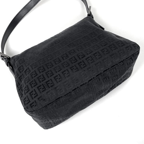 1000065257141 12 Fendi Zucchino Pattern Canvas Mamma Shoulder Bag Black