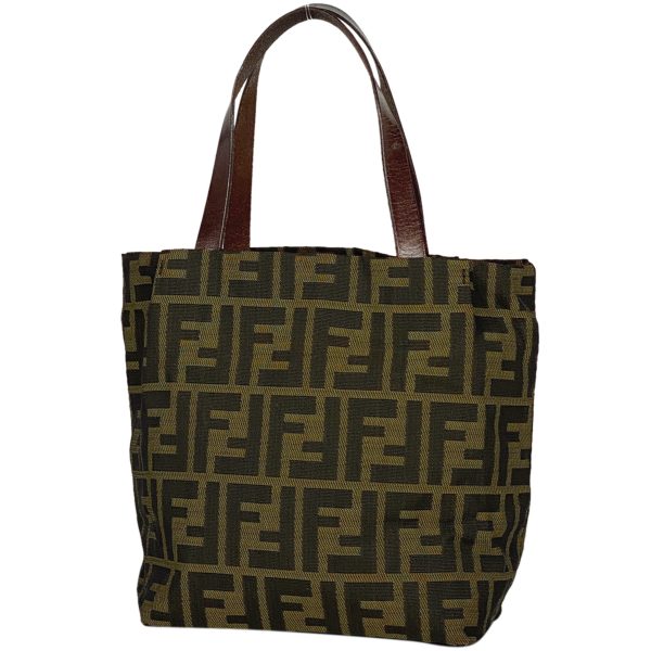 1000065375487 11 Fendi Zucca Pattern Nylon Handbag Brown