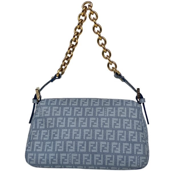 1000066981786 13 Fendi Zucca Pattern Chain Canvas Shoulder Bag Light Blue