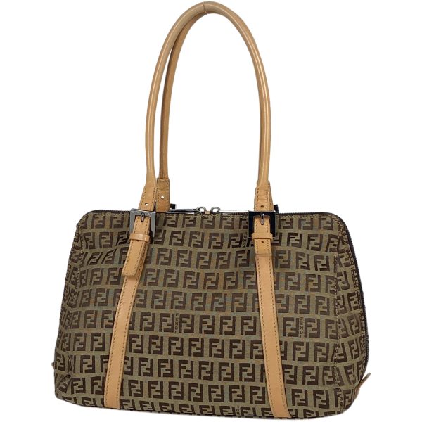 1000067063498 11 Fendi Zucchino Pattern Handbag Canvas Shoulder Bag Brown