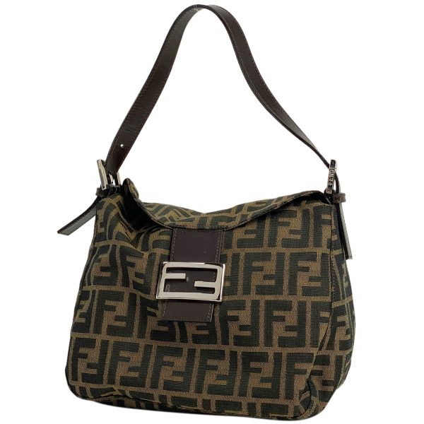 1000067380779 11 Fendi Zucca Pattern Canvas Shoulder Bag Brown