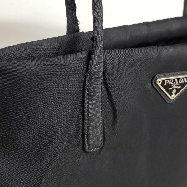 1000067591694 14 Prada Logo Plate Tote Bag Handbag Shoulder Tote Bag Nylon Nero Black