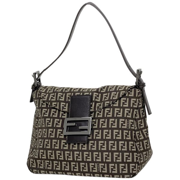 1000068288944 11 Fendi Zucchino Pattern Canvas Shoulder Bag Brown