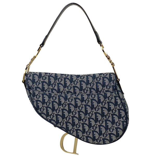 1000069124760 13 Christian Dior Canvas Trotter Saddle Pattern Shoulder Bag Navy