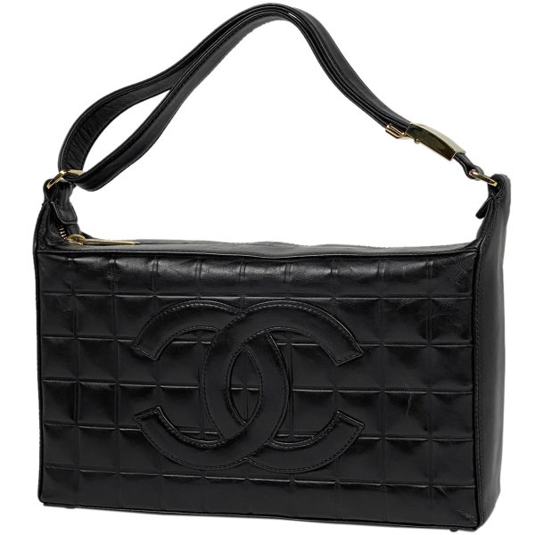 1000069902733 11 Chanel Chocolate Bar Shoulder Bag Coco Mark Leather Black