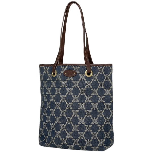 1000072388159 11 Celine Macadam pattern tote bag denim blue brown