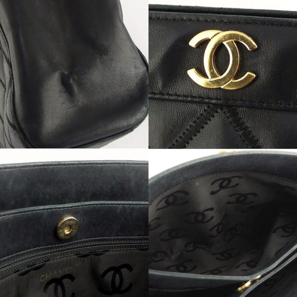 10004072 10 Chanel Matelasse Chain Tote Bag Shoulder Bag Coco Mark Black Gold