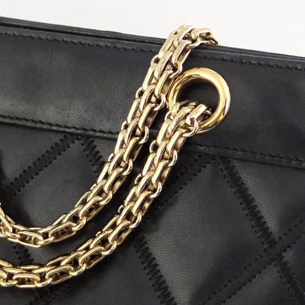 10004072 7 Chanel Matelasse Chain Tote Bag Shoulder Bag Coco Mark Black Gold