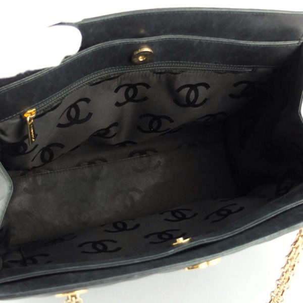 10004072 9 Chanel Matelasse Chain Tote Bag Shoulder Bag Coco Mark Black Gold