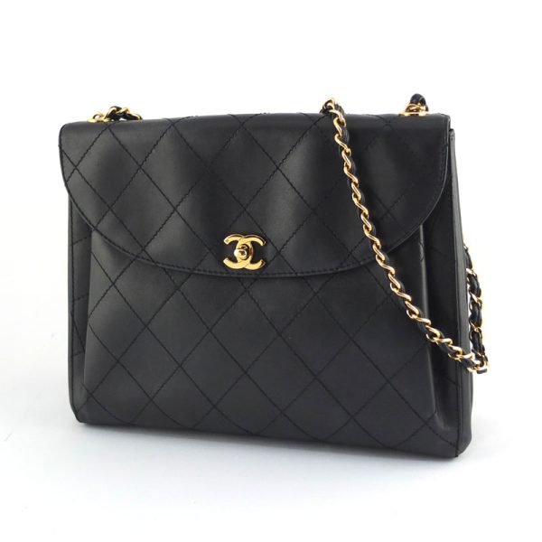 10004647 1 Chanel Chain Shoulder Bag Matelasse Round Flap Hardware Black Gold