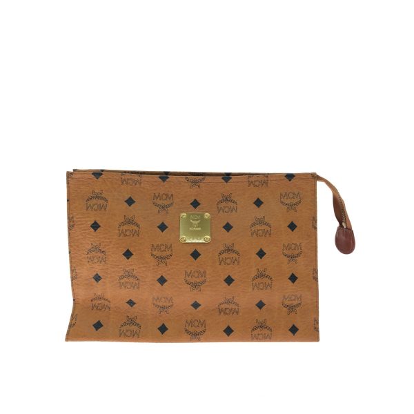 1013103290109 1 MCM Clutch Bag Brown