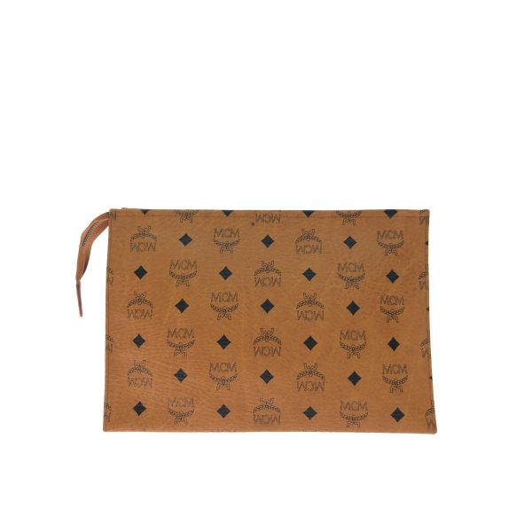 1013103290109 2 MCM Clutch Bag Brown