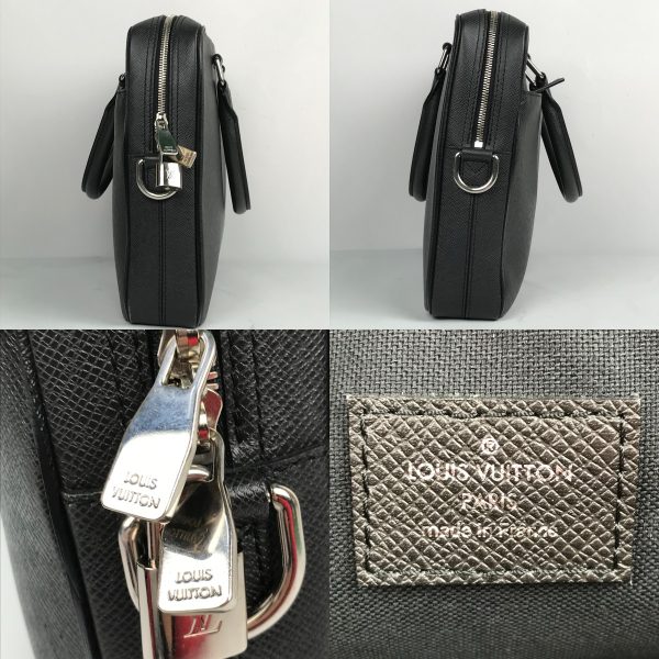 1014101057466 d9 Louis Vuitton Taiga PDB PM Ardoise Business Bag Black