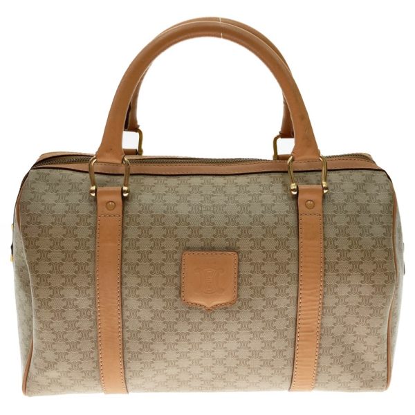 1016002849034 1 Celine Handbag Boston Bag Macadam Pattern Vintage Beige