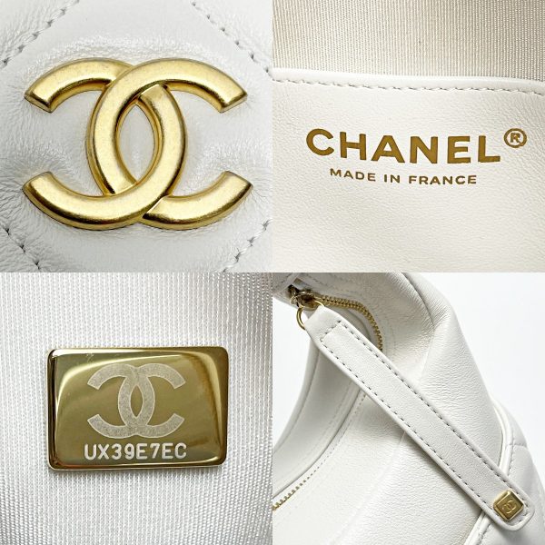 1017004165405 6 Chanel Matelasse Chain Tote Bag Lambskin Gold White