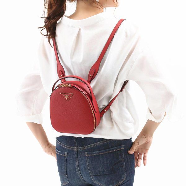 106315m1 Prada Triangle Rucksack Handbag Red