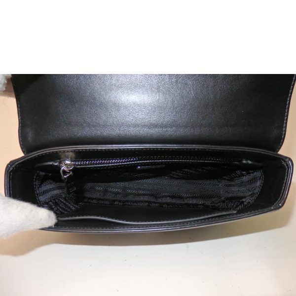 10766 5 Prada Leather Chain Shoulder Bag Black